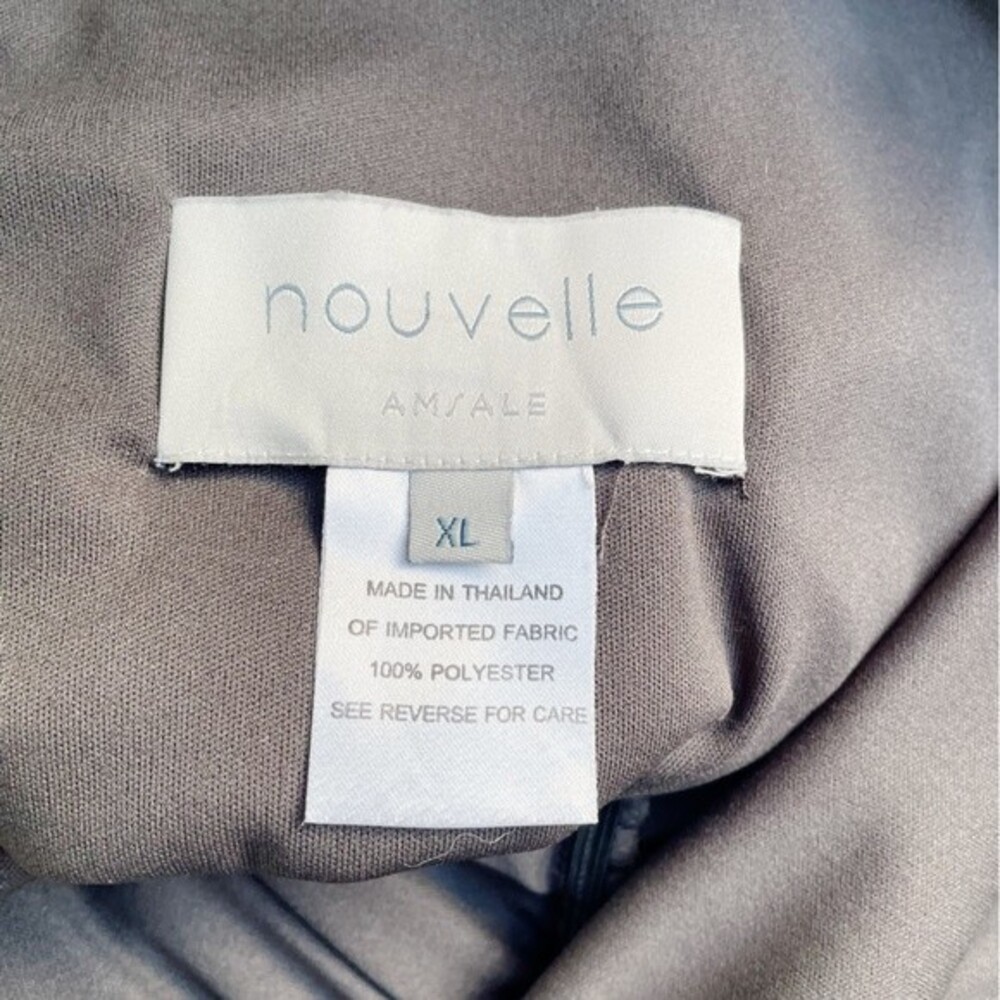Nouvelle Amsale Drew Gray Chiffon Ruffle Wrap Spaghetti Strap Slip Dress Size XL - Picture 12 of 14